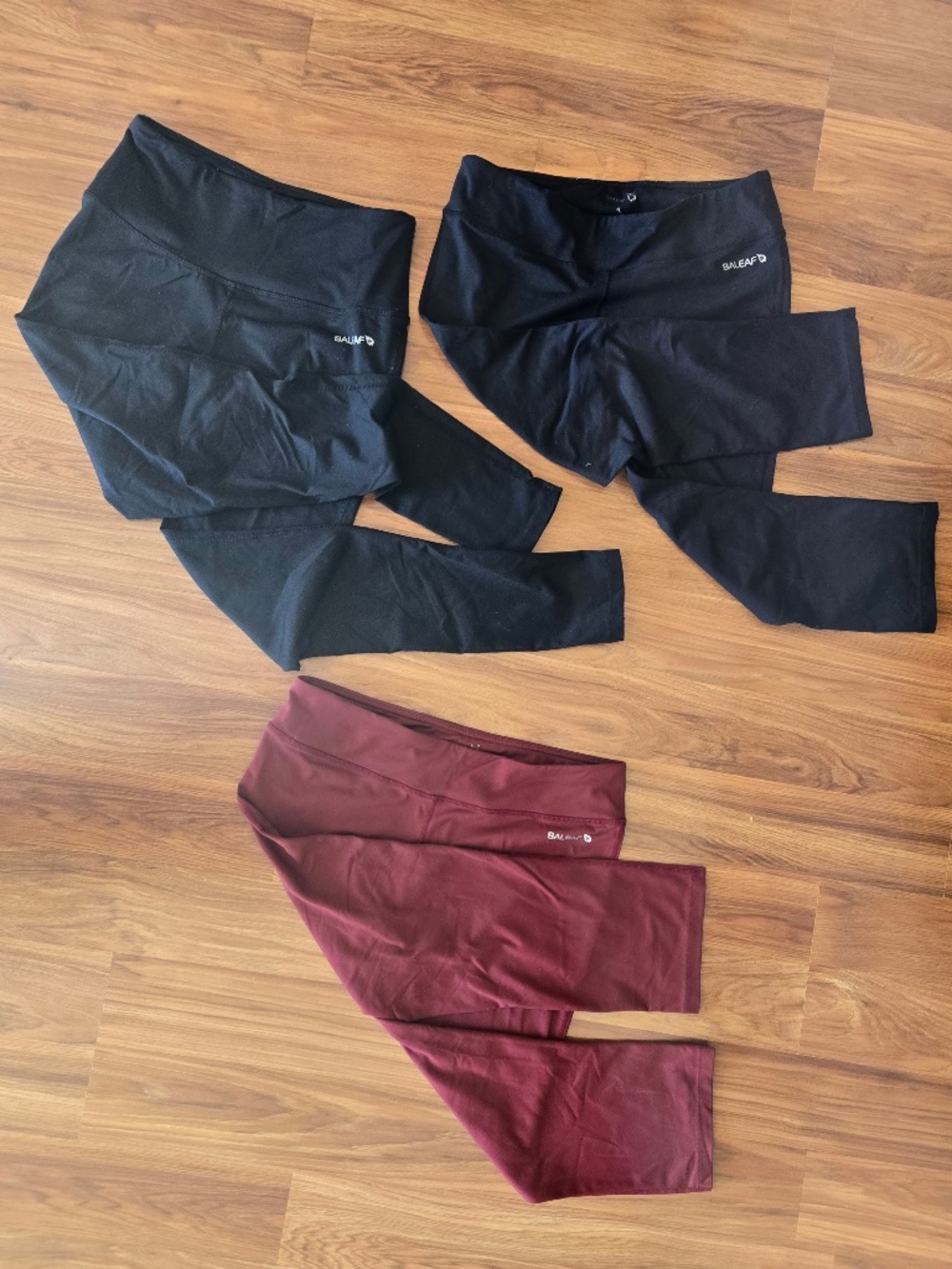Lot of 3 Baleaf Active Leggings & Capris  - Black & Burgundy